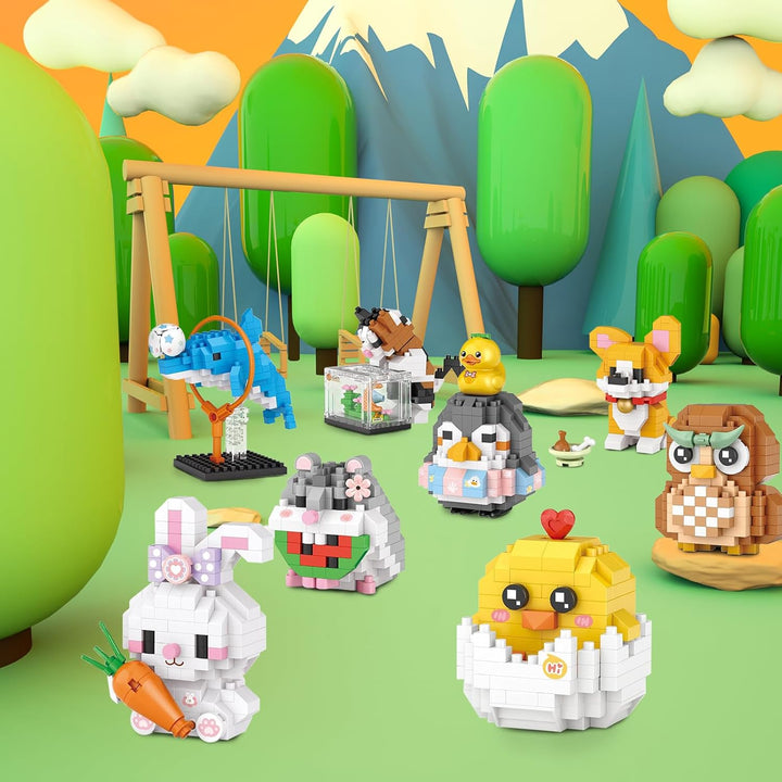 MEIEST 8 PCS Mini Tiere Bausteine Set,Tier Themed Sammlung BAU Ziegel Spielzeug,Nette Wohnkultur