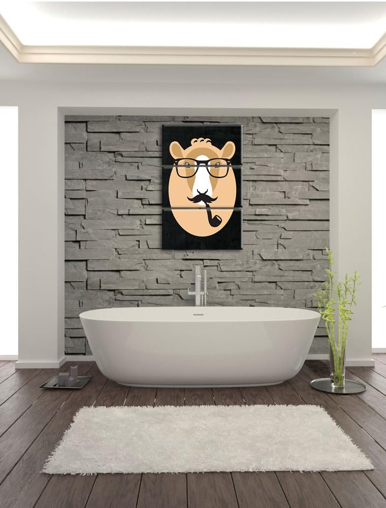 Pixxprint Hipster Schaf als Leinwandbild/Grösse: 3 Teilig (120x80 cm) cm/Wandbild/Kunstdruck/fertig