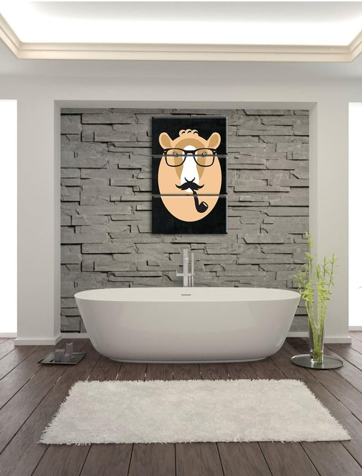 Pixxprint Hipster Schaf als Leinwandbild/Grösse: 3 Teilig (120x80 cm) cm/Wandbild/Kunstdruck/fertig