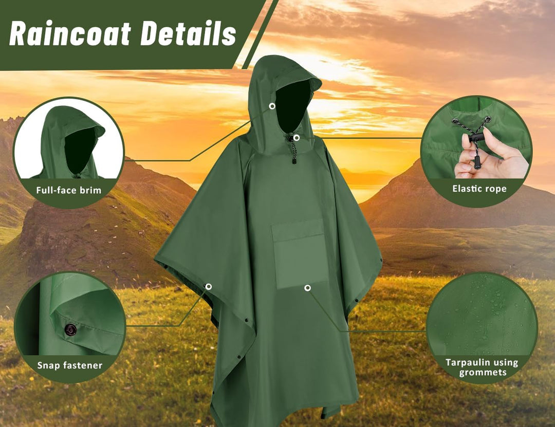 TOMSHOO Unisex Poncho Armee grün, Armee grün
