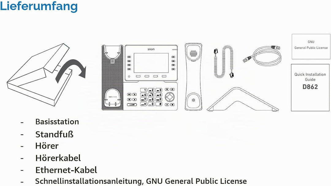 Snom D865 IP Telefon, SIP Tischtelefon, 5" IPS-Farbdisplay 1280 x 720 Pixel, 12 SIP-Identitäten, 10