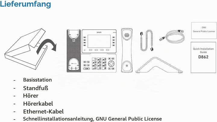 Snom D865 IP Telefon, SIP Tischtelefon, 5" IPS-Farbdisplay 1280 x 720 Pixel, 12 SIP-Identitäten, 10