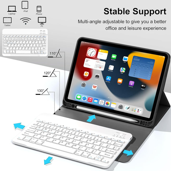 JKSML Tastatur Hülle für iPad (A16) 11./10.Generation 2025/2022 (11/10.9 Zoll) mit Stifthalter, Soft
