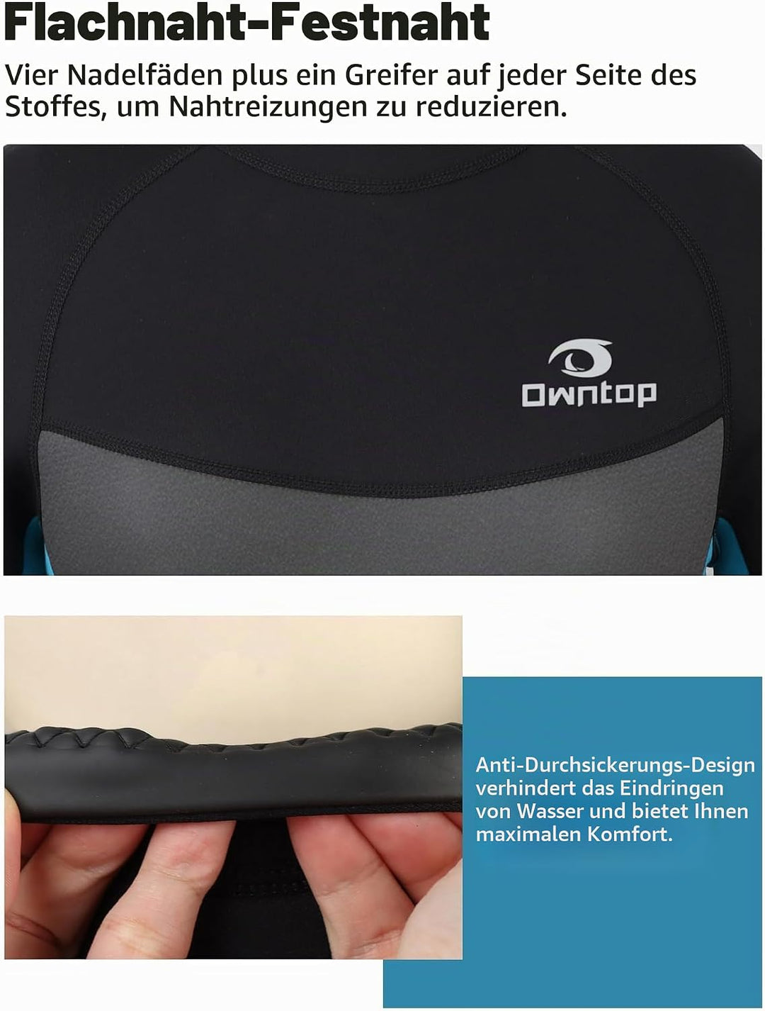 Owntop Neoprenanzug kurz Herren &amp; Damen, 3/2 mm Neopren Wetsuit für Tauchen, Surfen, Schwimmen und K