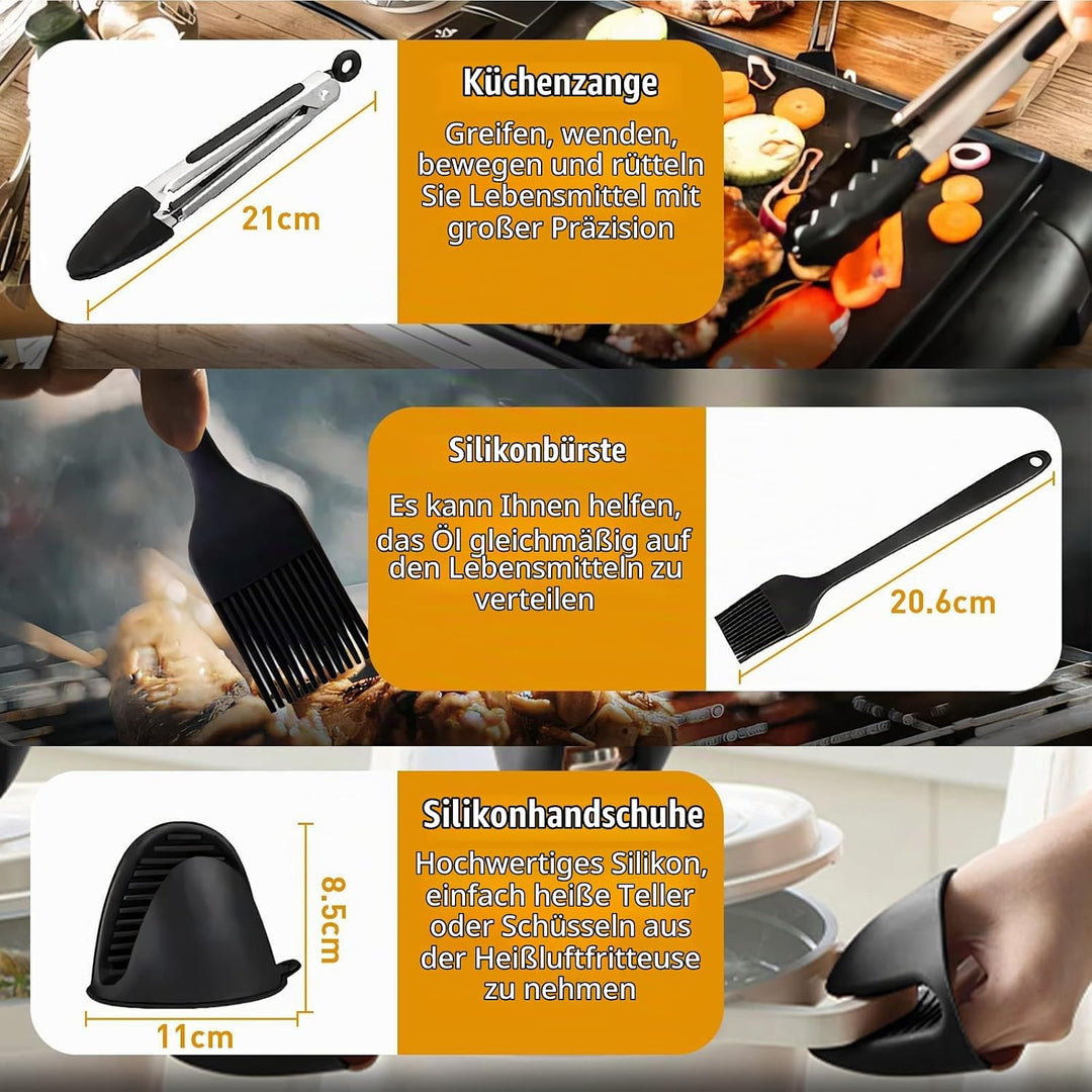 Heissluftfritteuse Zubehör für Ninja Double Stack XL SL400EU 9,5L, 17 Stück Airfryer Silikonform Zub