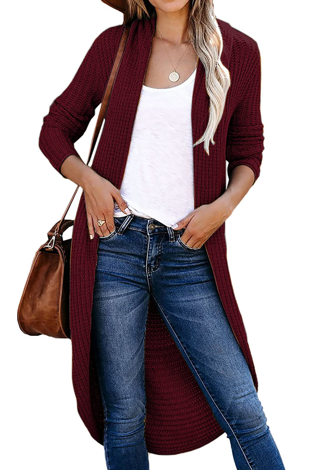 Strickjacke Damen Grobstrick Strickmantel strickcardigan Lange Damen Herbst Winter Casual Open Front