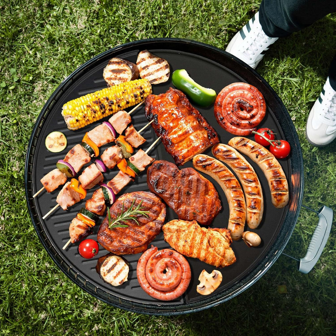 Wiltec Gusseisen Grillplatte 49,8 x 24,3 x 1,5 cm, Gusseisenplatte für Grill mit guter Hitzespeicher