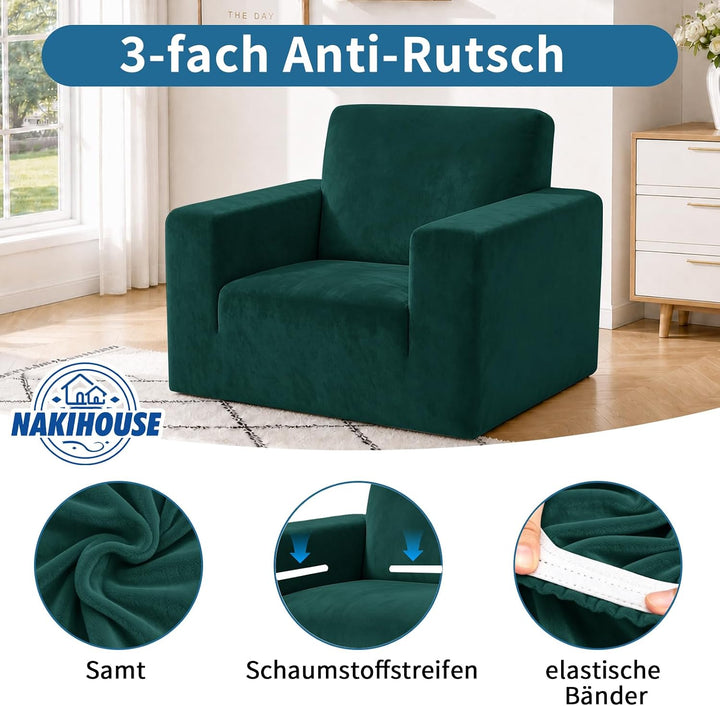 Dicke Samt Sofa Überwürfe Sofabezug mit einem Kissenbezug, Superweicher Elastische Sofa Abdeckung in