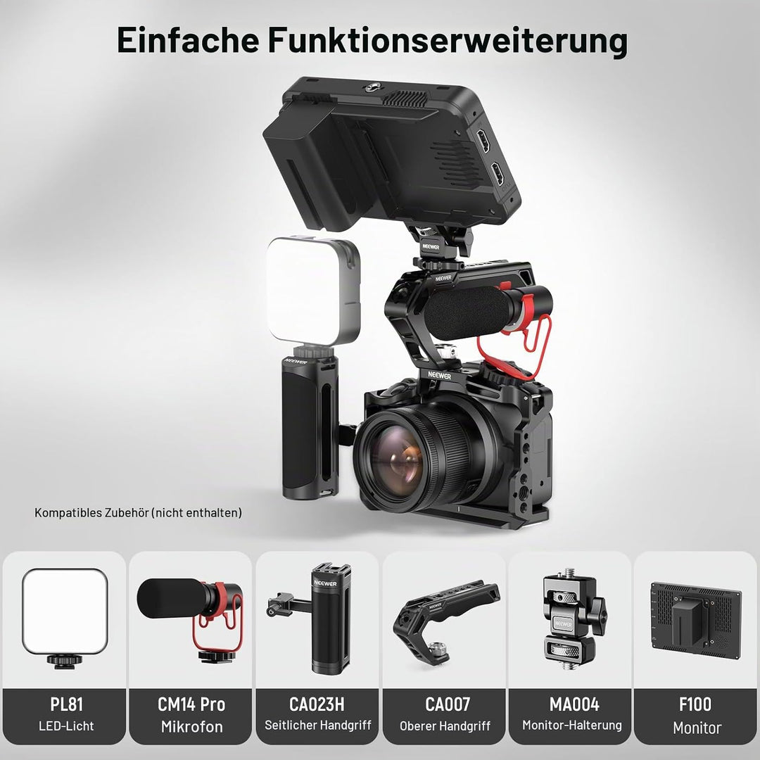NEEWER R50 Kamerakäfig kompatibel mit Canon EOS R50, Aluminium Video Rig mit NATO Schiene, 1/4" Gewi