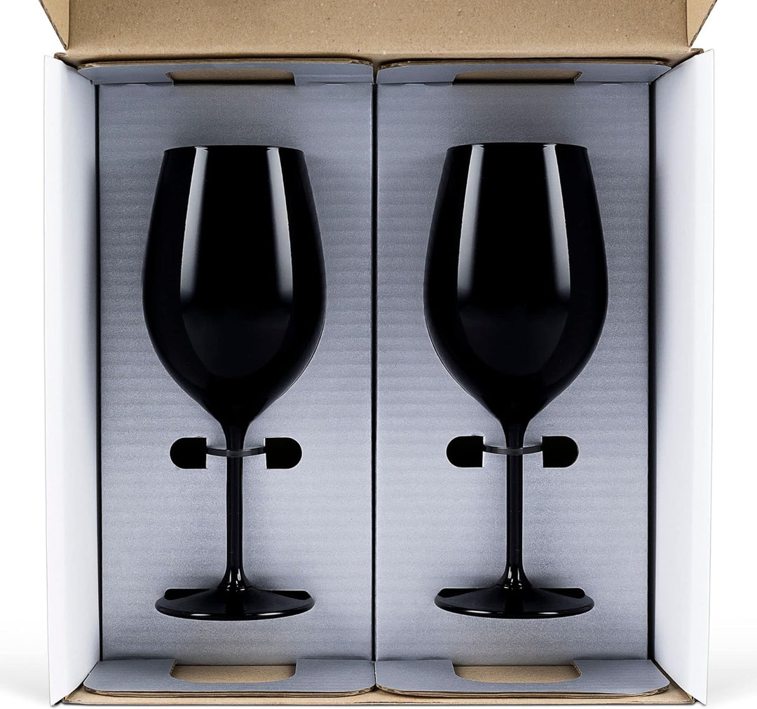 Prime Presents 2er-Set Gläser Kelche aus Kristallglas 540ml XL - schwarz lackiert, Schwarz