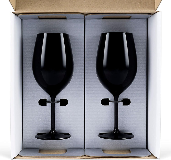 Prime Presents 2er-Set Gläser Kelche aus Kristallglas 540ml XL - schwarz lackiert, Schwarz