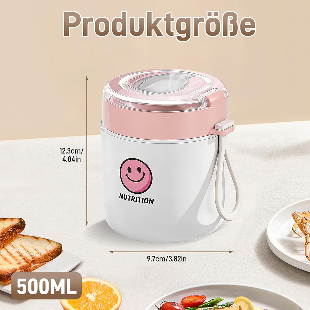 TWSOUL Thermobehälter für Essen 500ml, Frühstücksbecher aus Edelstahl, Auslaufsicherer Müslibecher m
