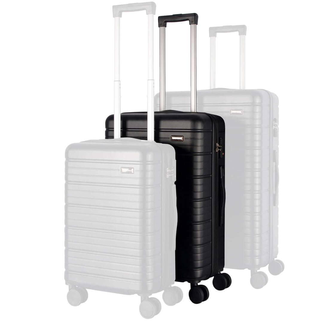 StahlHaus® Hartschalen Koffer 65,5 cm Reisekoffer – Rollkoffer Gross Schwarz Luxe – 4 Rollen TSA Zah