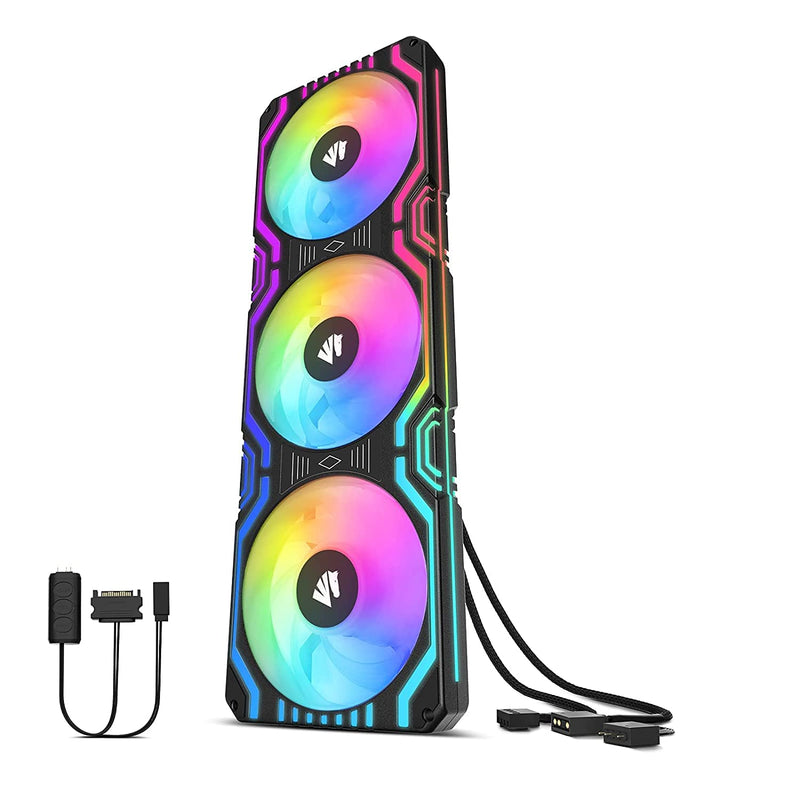 AsiaHorse 3 in 1 PC Gehäuselüfter, 3 * 120mm ARGB Lüfter mit 56 Adressierbare LEDs, CPU mit PWM Cont