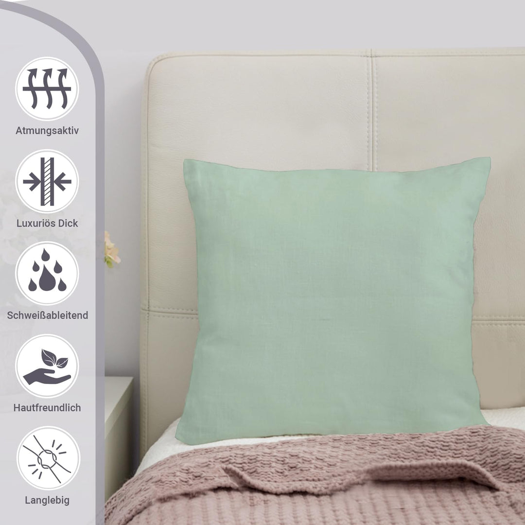 Pizuna Luxuriöser Soft-Satin 2er Pack Kissenbezug 80x80 cm Meeresschaum, 800 Fadenzahl Baumwolle Qua