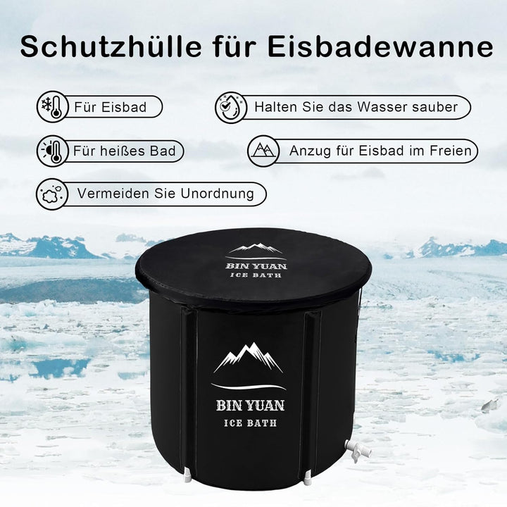 Faltbare Eisbad Badewanne mit Abdeckung 80cm Ø Large Aufblasbare Eisbaden Badewanne Erwachsene Eisfa