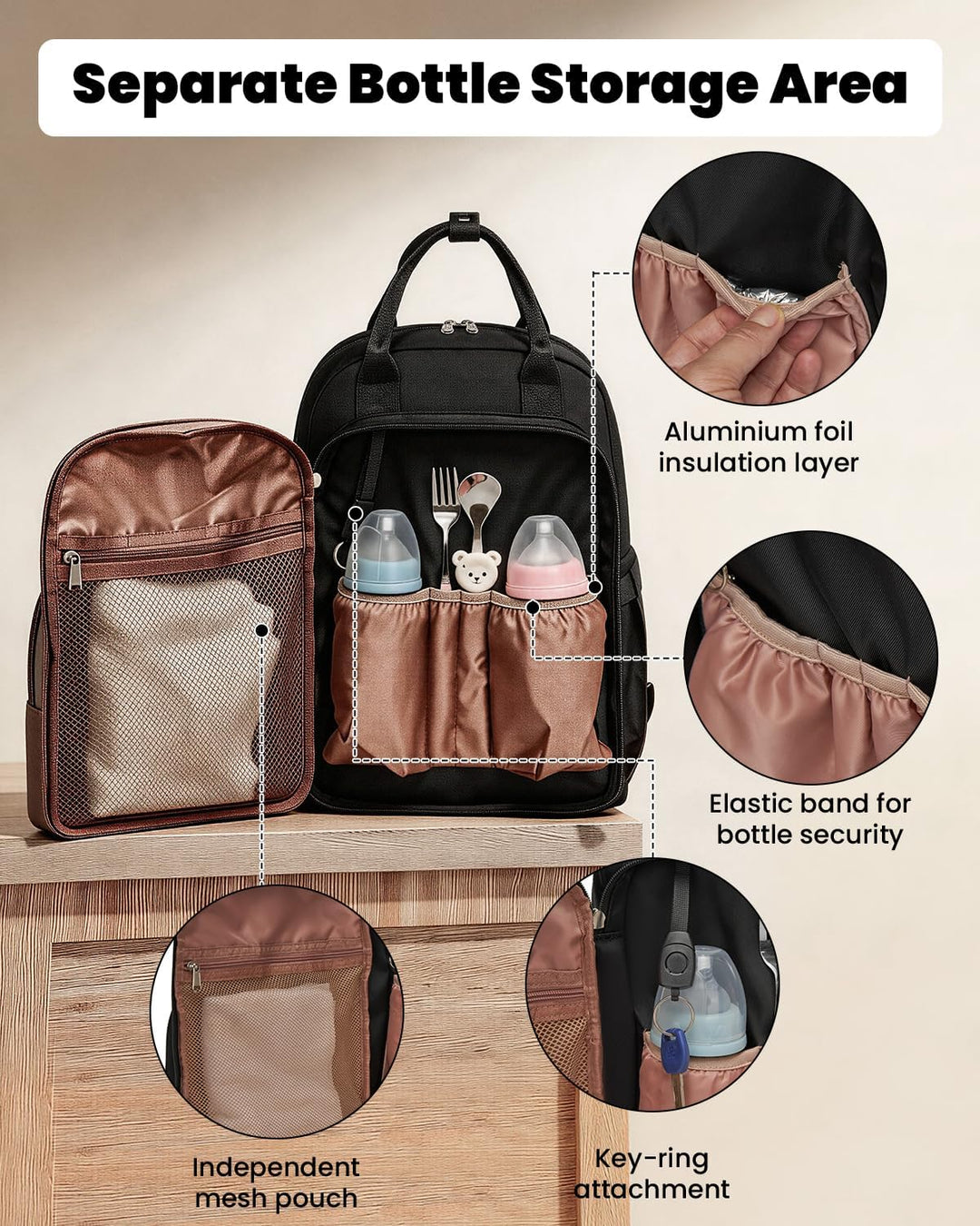 Miss Lulu Baby Wickelrucksack Gross Reiserucksack für Mama und Papa mit Kinderwagengurte Isolierter
