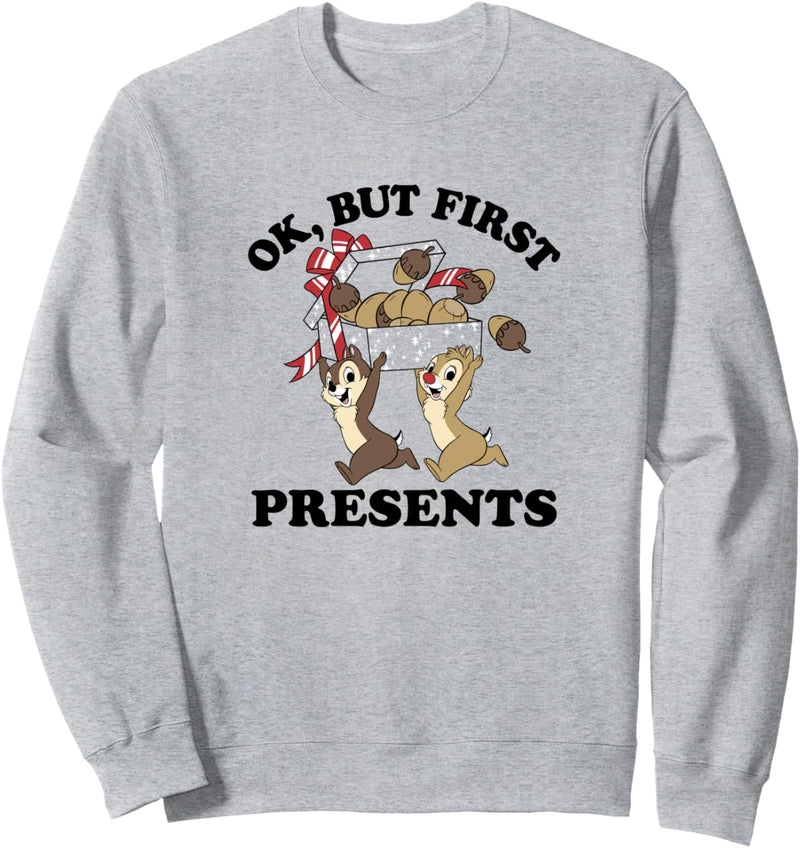 Disney Christmas Chip & Dale Ok But First Presents Sweatshirt