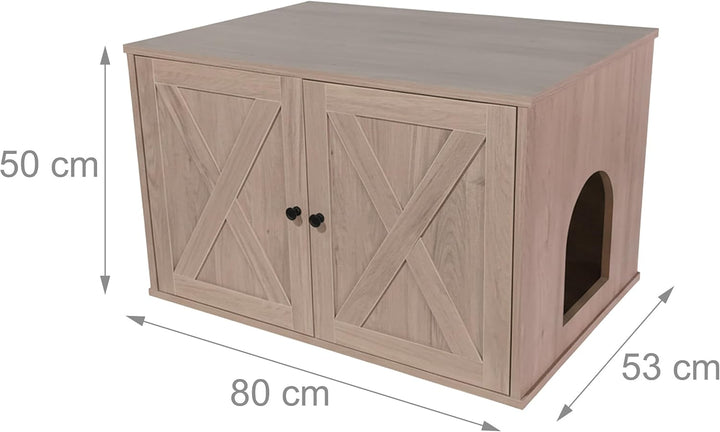 Relaxdays Katzenschrank für Katzentoilette, Separate Trennwand, Eingang, Katzenklo verstecken, HBT 5