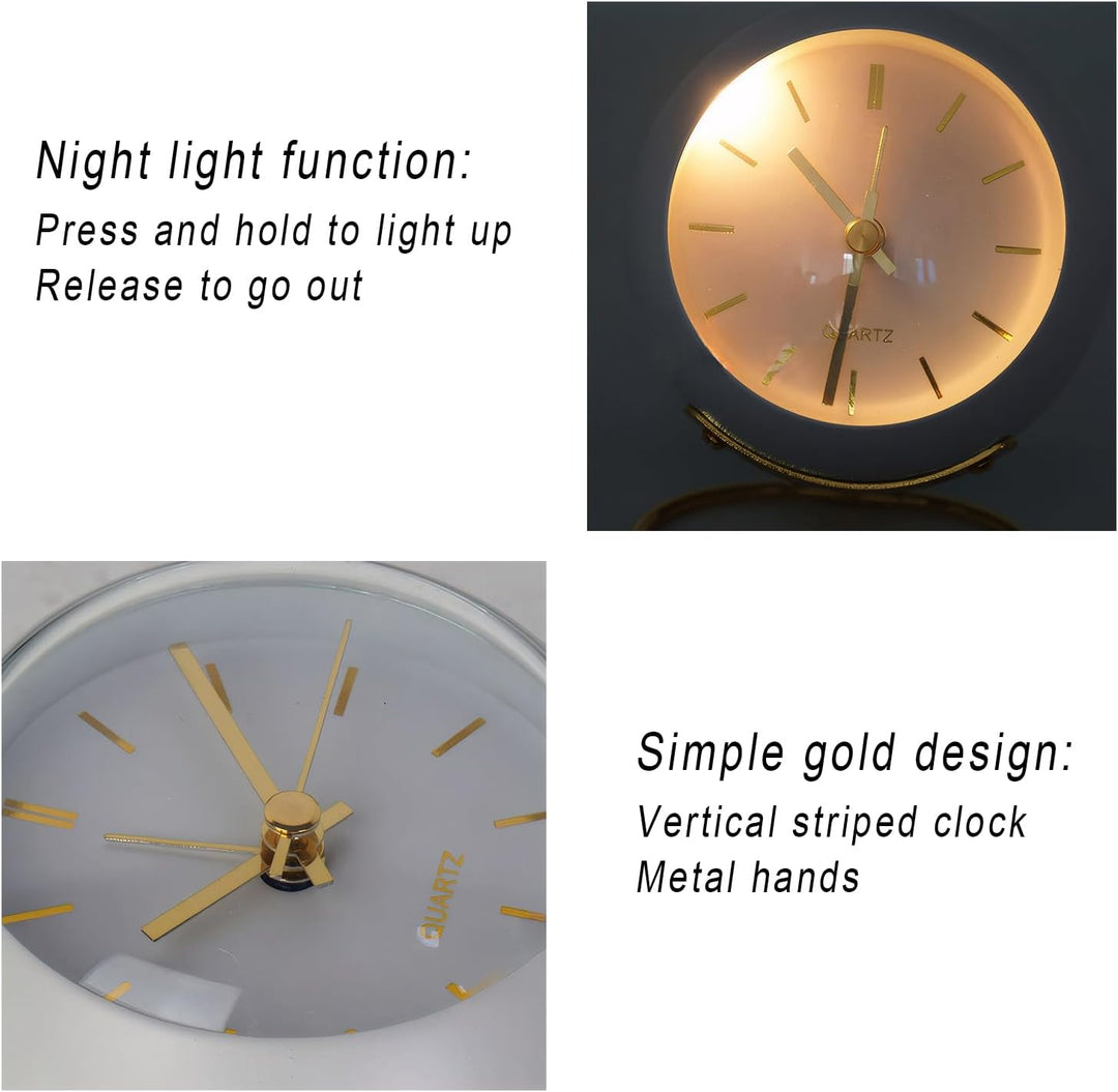 Analogwecker Retro Quarzuhr Mit Nachtlicht Einfaches Niedliches Design Metall Tischuhr Leise Non Tic
