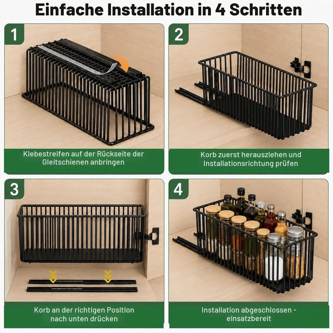 4er Set Ausziehbare Schublade Küche Schmal 15,3cm, Teleskopschublade Ohne Bohren, Nischenregal Schra