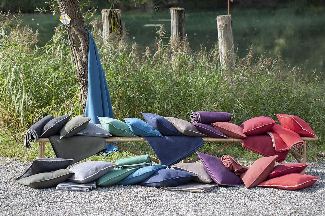 David Fussenegger Decke aus Baumwolle 140 x 200 cm Kuscheldecke mit Zierstich weich, Army 140x200 cm