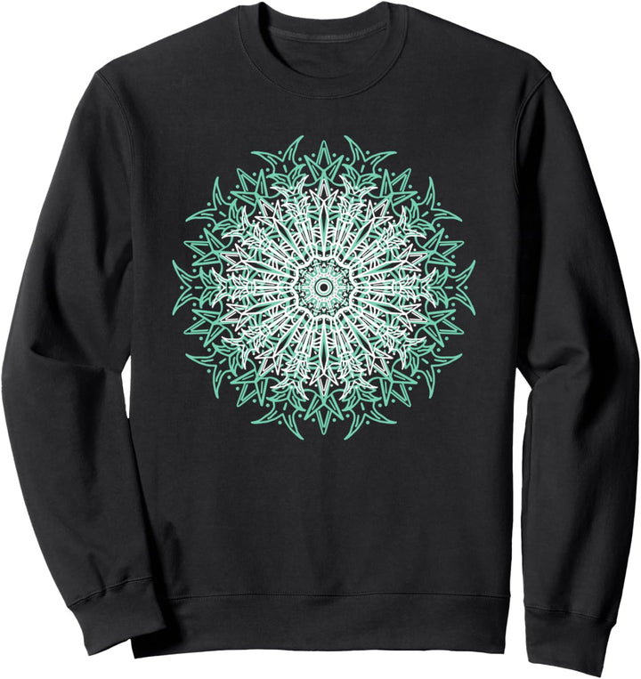 Vintage Exploding Mandala Illustration Zen Graphic Sweatshirt
