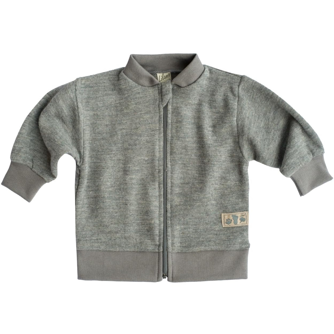 Lilano Natur Wolle-Seide Baby- und Kleinkind Strickjacke, 70% Bio-Wolle, 30% Seide, mit Reissverschl