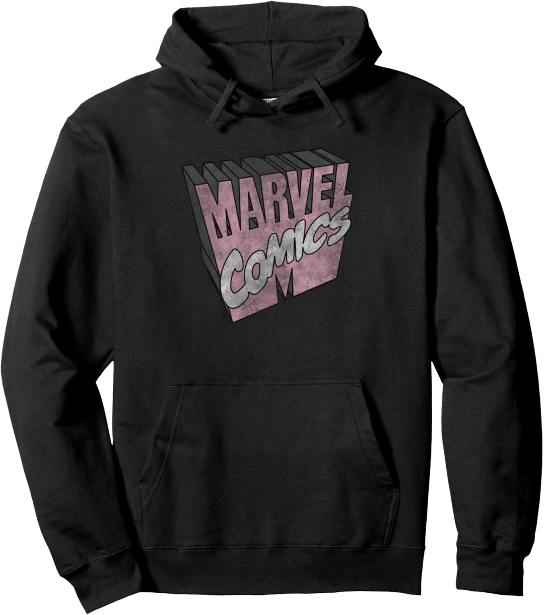 Marvel Retro 3D Logo PInk Pullover Hoodie