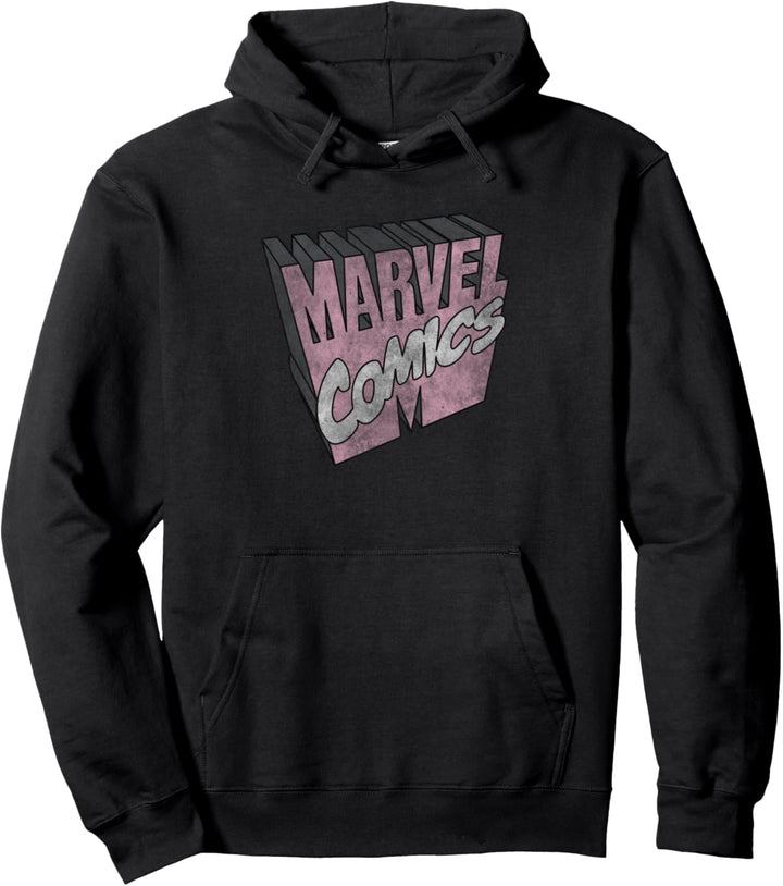 Marvel Retro 3D Logo PInk Pullover Hoodie