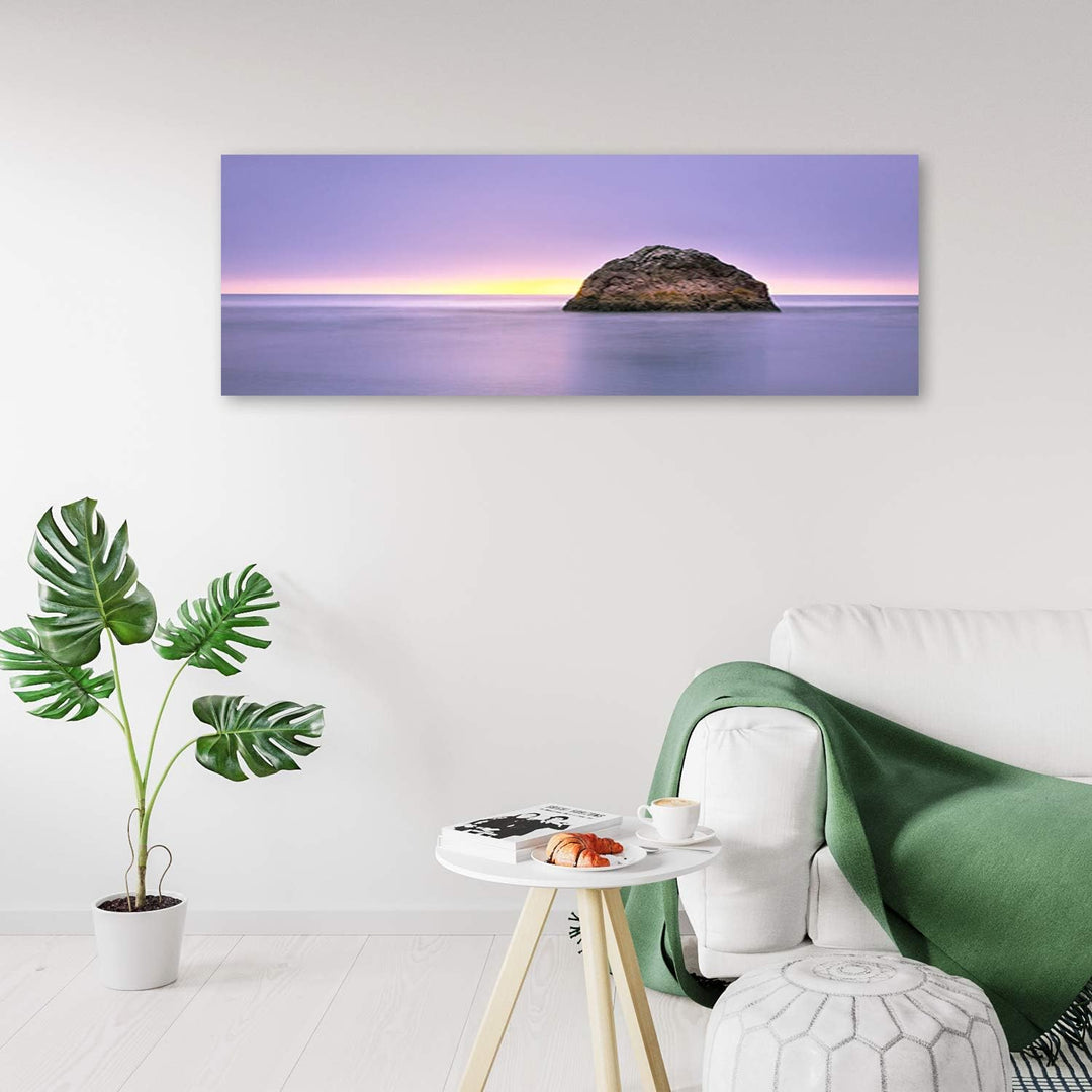 Feeby Frames Bilder Felsen Meer Sonnenuntergang XXL 120x40 cm 1Teilig Wohnzimmer Schlafzimmer Wandbi