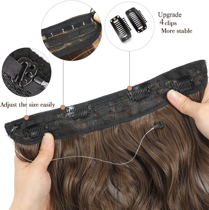 Ms Taj Invisible Secret Wire Extensions 50cm,Braune Haarverlängerung lange mit Einstellbarer Grösse,