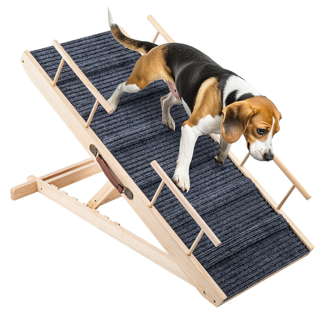 Hunderampe Klappbare Hunderampe aus Holz HöHenverstellbar 30-60cm rutschfeste Haustiertreppe Für Hun