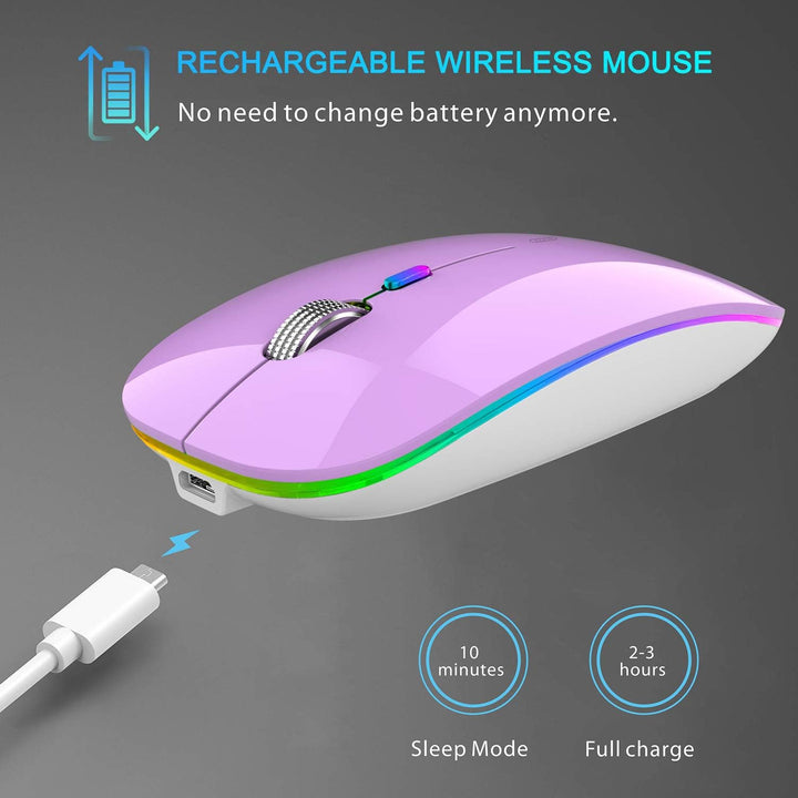 Uiosmuph Bluetooth Maus Kabellose, LED Funkmaus wiederaufladbar Leise Wireless Mouse 2.4GHz Kabellos