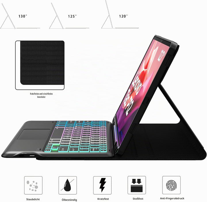 für Lenovo Tab P12 12,7 Zoll Hülle mit Abnehmbare Tastatur : DIY 3-Zonen 7-Farbige Beleuchtung Tasta