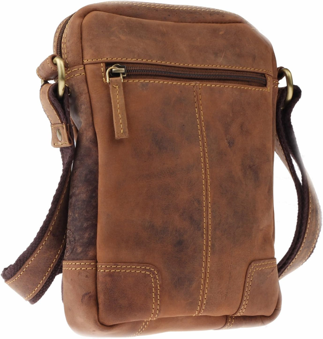 Greenburry Vintage Ledertasche Umhängetasche braun 20 x 26 x 6 cm