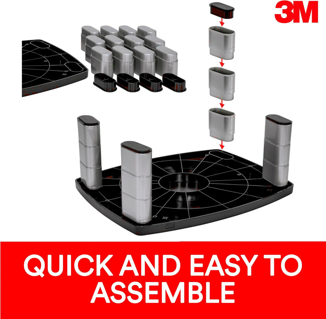 3M Monitorständer MS90B, 30,4 x 38,1 x 15 cm, schwarz, Silber, 1 Monitorständer 20-Inches Wide 1 Stü