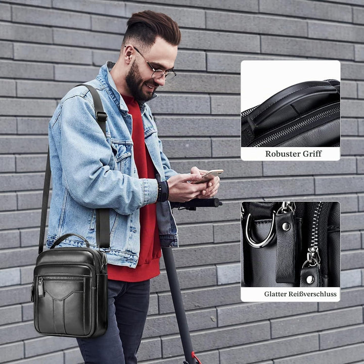 BAIGIO Umhängetasche Leder Herren Schultertasche Herrentasche Herrenhandtasche Vintage für Arbeit Re