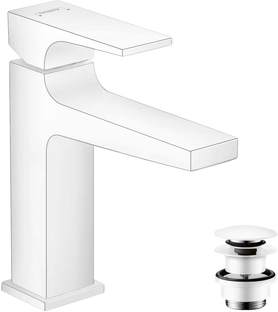 hansgrohe Wasserhahn Metropol, wassersparende Armatur mit Komfort-Höhe 110mm mit Push-Open Ablaufgar