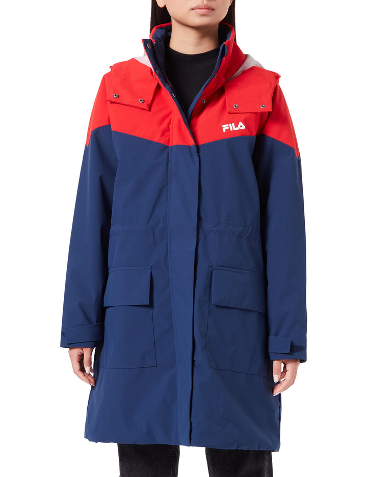 FILA Damen Turcin Light Parka Jacket Padded, Medieval Blue-True Red