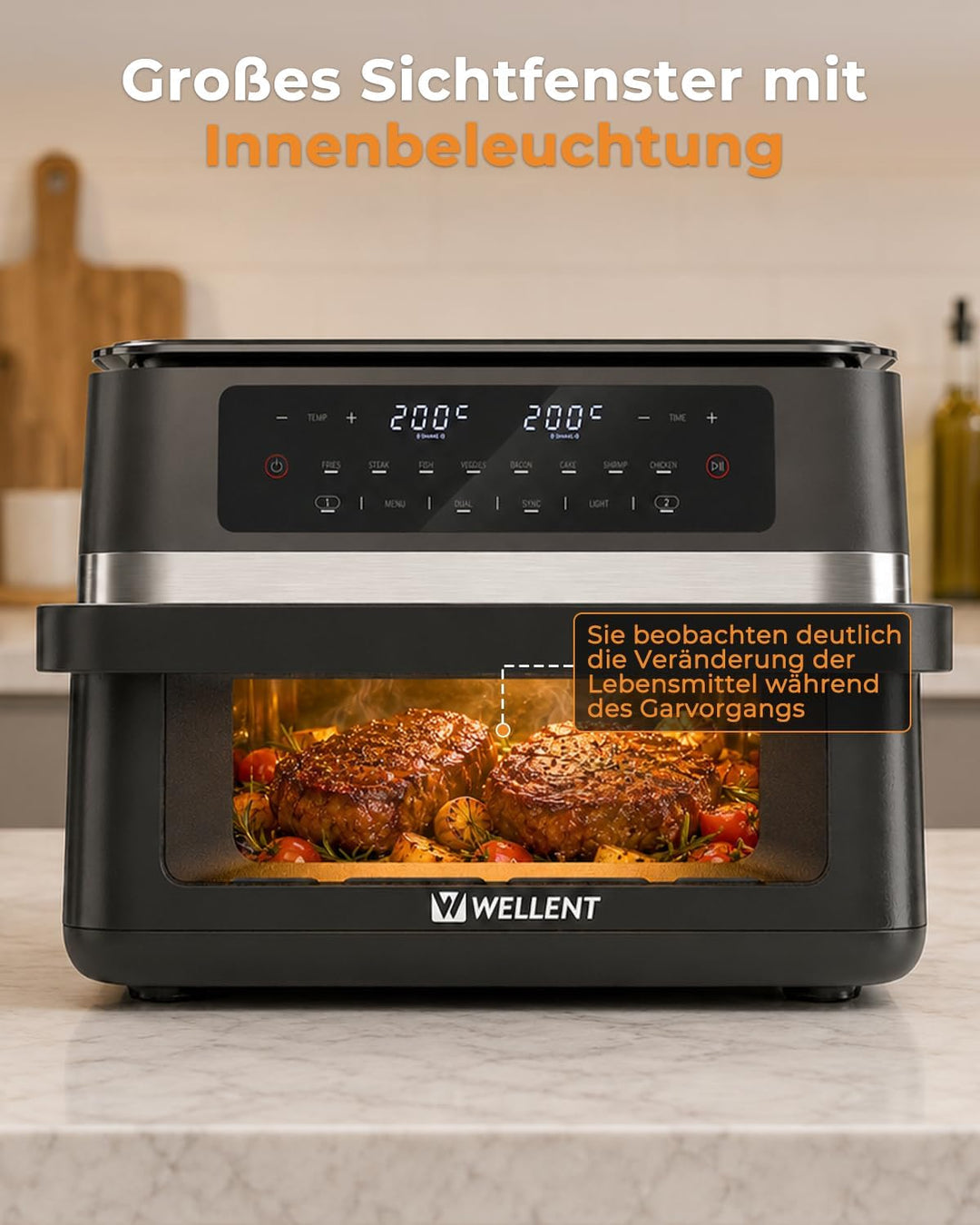 12L Airfryer XXL 2950W - Dual Zone Heissluftfritteuse - Grosse 8-in-1-Heissluftfritteuse mit Match &
