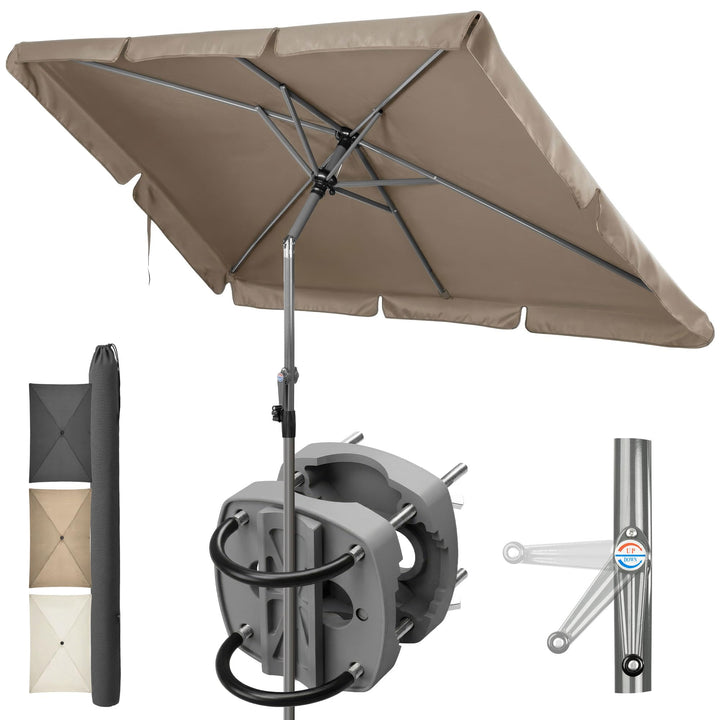 4smile SunnyShade Sonnenschirm Balkon mit Halterung im 3-er-Set, UV 50+, 210x140 cm, Taupe, für Balk