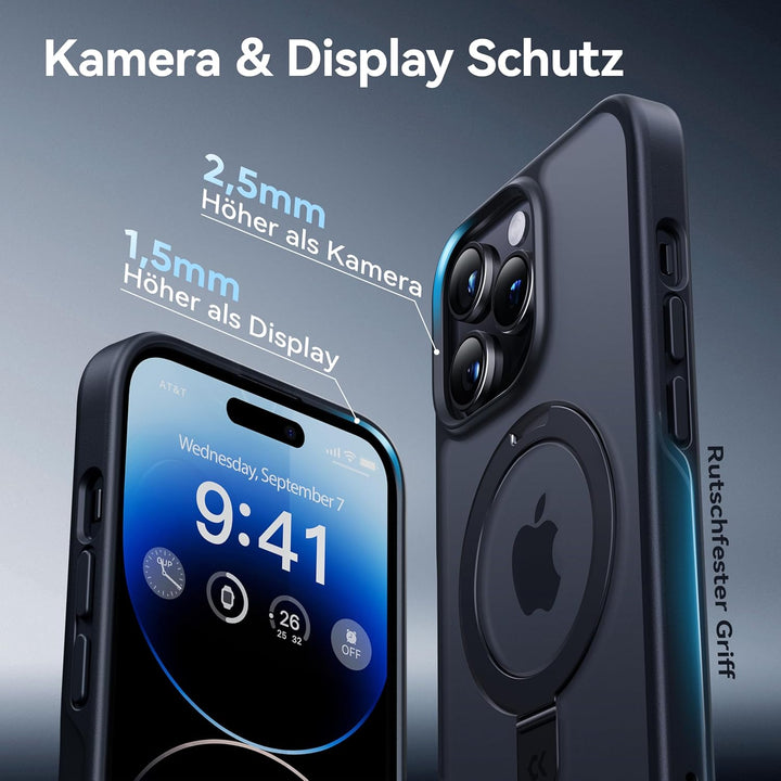 CASEKOO Magic Stand für iPhone 14 Pro Max Hülle für MagSafe [Militärschutz] [Unsichtbarer Ständer] S