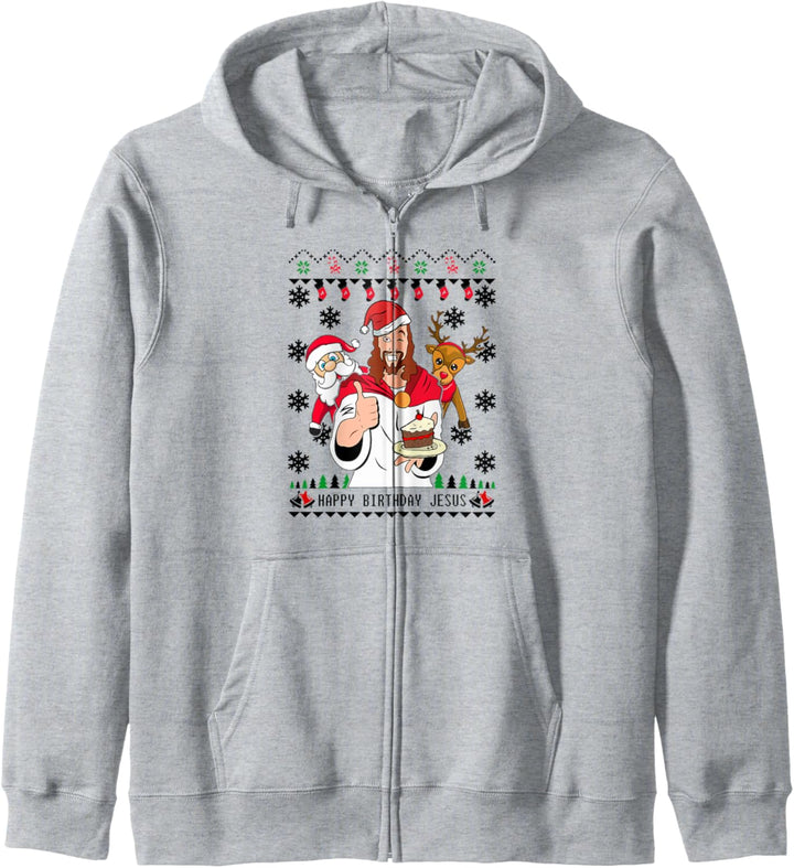 Happy Birthday Jesus Funny Ugly Christmas Kapuzenjacke