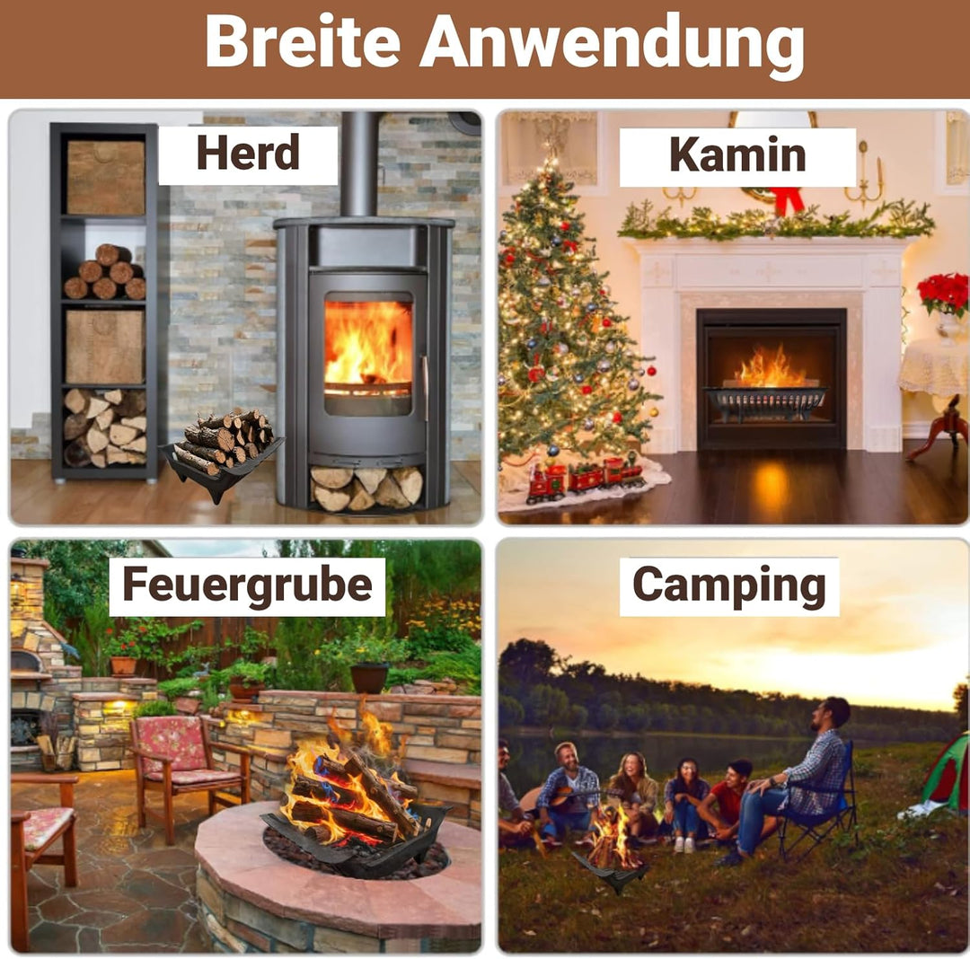 Amagabeli Kamin Feuerrost Brennholz Holzhalter Gusseisen Holz Kohle Kohlerost für Innen und Aussenbe