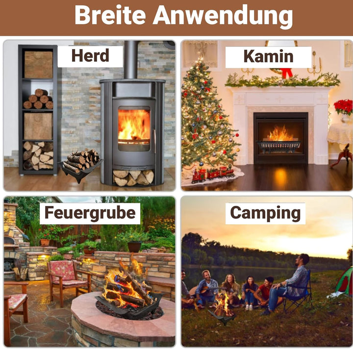 Amagabeli Kamin Feuerrost Brennholz Holzhalter Gusseisen Holz Kohle Kohlerost für Innen und Aussenbe