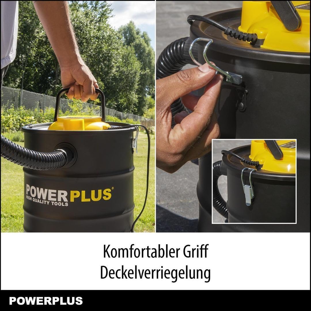 Powerplus Staubsauger POWX3013 Aschesauger für Kamin - 1600W - 20L Auffangbehälter - 2m Kabel - Inkl