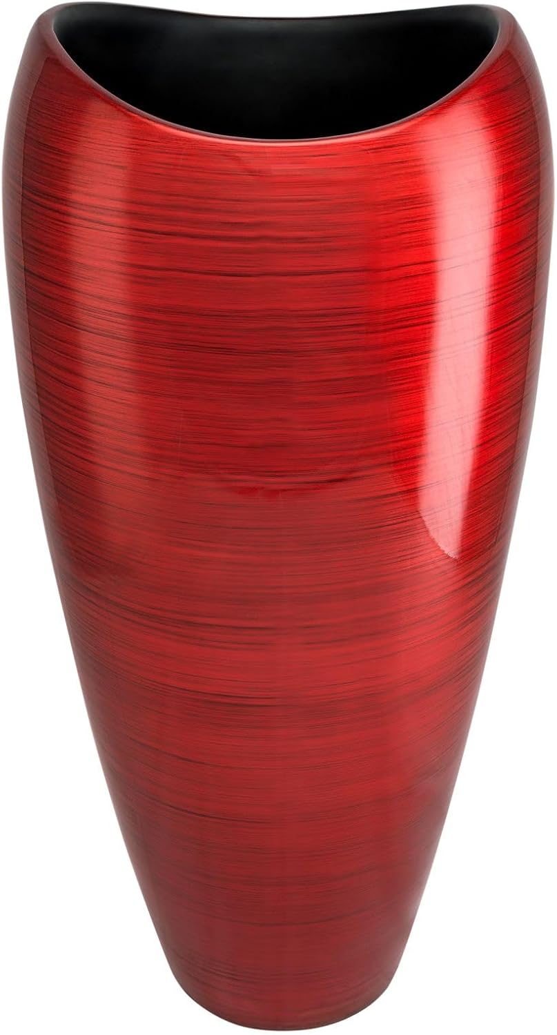 VIVANNO Pflanzkübel Pflanzgefäss Bodenvase exklusiv Deluxe Rot Schwarz Hochglanz 81 x 37 cm Rot Schw