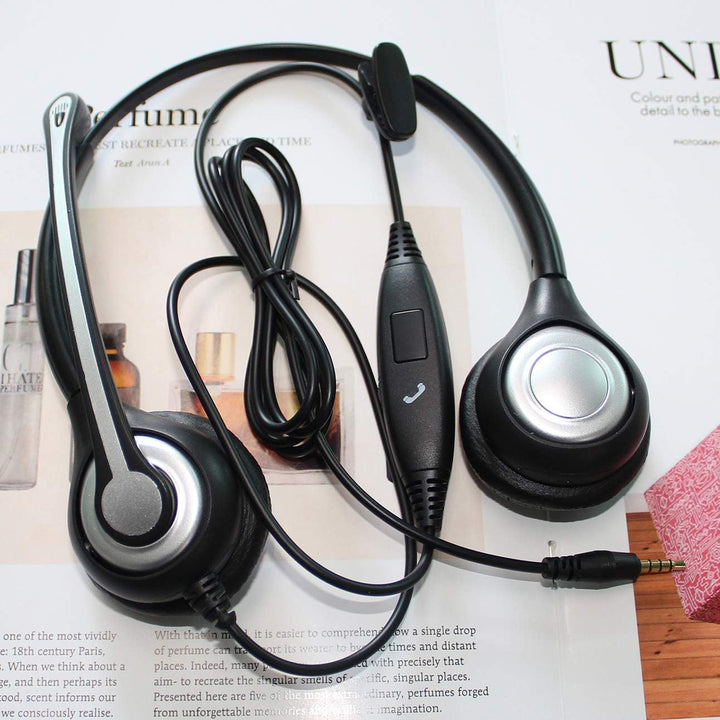Headset Handy Binaural mit Noise Cancelling Mikrofon, WANTEK Smartphone Kopfhörer für Samsung