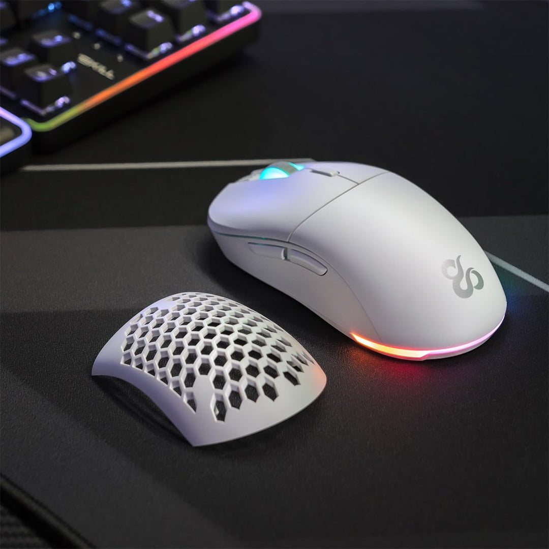 Newskill Arakne Elite Ivory RGB-Maus, kabellos, 16.000 DPI, mit Beidhänger-Design, Weiss, Elite Ivor